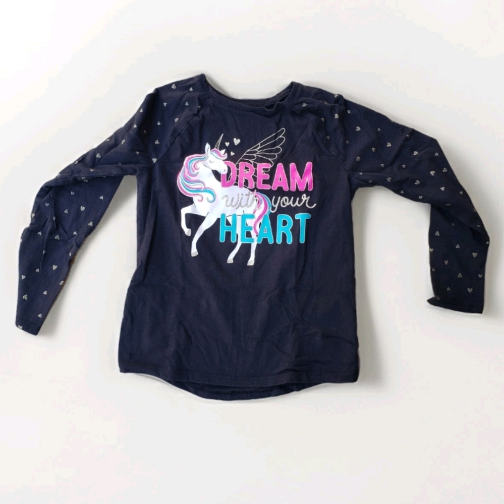 Girls "Dream with your ♥️" Unicorn Shirt (6X)